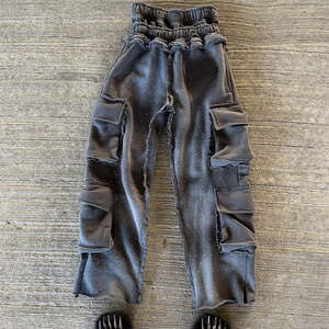 Kivotech Custom Men's Pants Trousers Fit Sun Faded Sweat Pants Four Pockets <b>Cargo</b> Sweatpants Acid Wash Rhinestone Sweatpants Men - Product Image 3