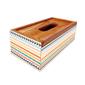 Boîte de support de papier de soie MDF imprimé or boîte en bois finition brillante pour la maison ou le bureau - Product Image 3