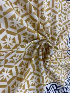 Organic Cotton Handmade Block Print <b>Bandana</b> Scarf Cream Pumpkin Steel - Product Image 5