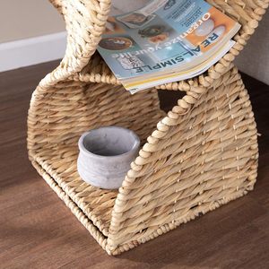 Mesa Auxiliar Boho de Jacinto de Agua con Tapa de Cristal, Mesa Lateral de Pasto Marino Natural Ondulado, Fabricante de Muebles Vintage para el Hogar al por Mayor - Product Image 2