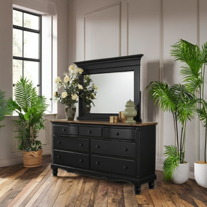 Elegant Wooden Dresser with Framed <b>Mirror</b> 7 Drawer Bedroom Storage <b>Vanity</b> <b>Dressing</b> <b>Table</b> with <b>Mirror</b> Lights - Product Image 1