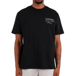 T-shirt noir surdimensionné avec impression au dos Club 1984 Miami Vice Streetwear Graphic Tee Casual Fashion Loose Fit Cotton Vente en gros - Product Image 1