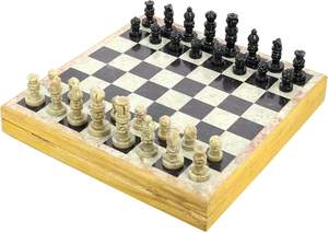 Échiquier en marbre fait main avec incrustations, design durable, table en pierre écologique, décoration de meubles imperméable - Product Image 6