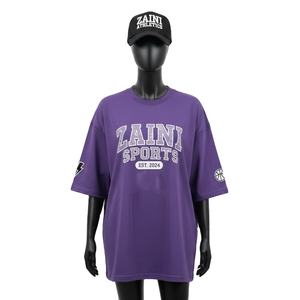 T-shirt ample pour femme, coton jersey de haute qualité 180 GSM, respirant, violet, coupe ample, logo imprimé en plastisol, t-shirt en coton pour femme - Product Image 1