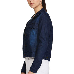 Veste en jean sur mesure pour femme, manches longues, style streetwear, veste en jean pour femme en vente en ligne pour adultes - Product Image 3