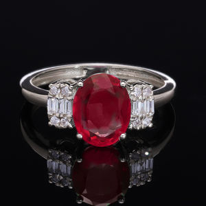 Exquisite 14K White Gold Natural Diamond <b>Ring</b> with <b>Rhodium</b> Plated Classic Design for Women's Engagement Anniversary Fine Jewelry - Product Image 1