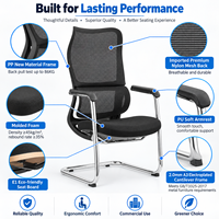 Chaise cantilever moderne en maille avec dossier haut en maille, base chromée et accoudoirs fixes - Mobilier de bureau commercial pour usage domestique ou professionnel