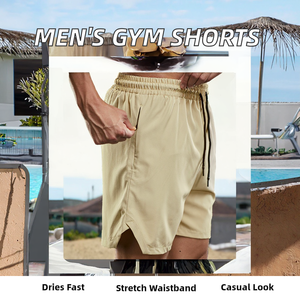 Shorts Bermuda décontractés pour hommes, taille mi-haute, élastiques, séchage rapide, écologiques, respirants, été, plage, gym, nylon/coton - Product Image 4