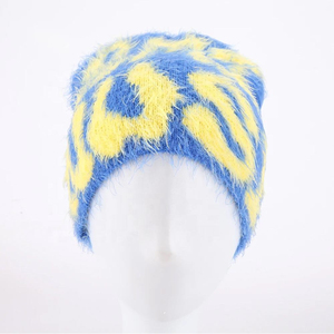 Vente en gros de bonnets en tricot brodés personnalisés chapeaux à revers acryliques d'hiver chauds unisexes couvre-chef décontracté à la mode - Product Image 4