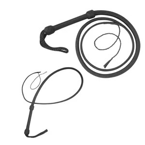 Fouet de ventre noir personnalisé fabriqué à la main de 04 pieds à 16 pieds de longueur 16 tresses fouet en cuir de vachette Sports de plein air cible pratique - Product Image 4