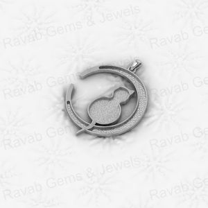 Haute qualité solide 925 argent 32mm rond avec chat Animal blanc Semi montage pendentif à breloque réglage résine et cendres souvenir bijoux - Product Image 5