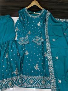 Recién llegado, ropa de mujer, Top, Colección Sharara, telas de seda Chinon con diseño de secuencia bordada, trabajo, boda y Festival - Product Image 4