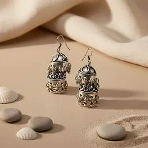 Vintage 925 <b>Silver</b> <b>Chandelier</b> Tassel Earrings From Rajasthan for Women Wedding Statement Jewelry - Product Image 2