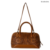 Sac fourre-tout en cuir de vachette fait à la main pour femmes haute qualité décontracté épaule conception fermeture à glissière deux chaînes en polyester Logo Style
