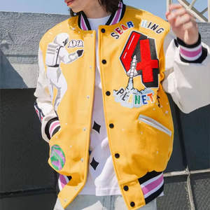 Veste d'hiver vintage unisexe sur mesure OEM, en laine, style baseball, varsity, col montant, coupe-vent, respirante, à capuche - Product Image 6