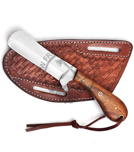 Cuchillo de camping multifuncional EDC hecho a mano para hombre, de acero con alto contenido de carbono 1095, estilo vaquero, con mango de madera de palisandro y cuero. - Product Image 5
