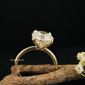 14K ทองแข็ง3 CT CVD IGI ได้รับการรับรองเพชรโซลิแทร์ซ่อนรัศมีแหวนหมั้น - Product Image 3