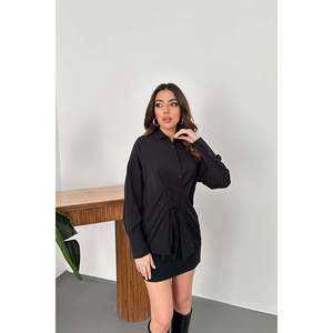 เสื้อเชิ้ตผูกเชือกสีดำ รุ่นเจสิก้า - สีดำ - Product Image 2