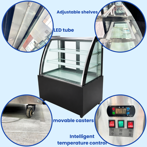 Vitrina Refrigerada Transparente de Vidrio Curvo para Pasteles, Exhibidor de Reposterí<span class=keywords><strong>a</strong></span> - Product Image 2