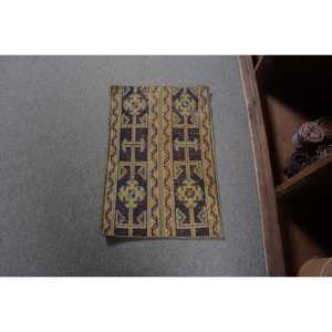 Alfombra Turca Vintage de 1.5x2.2 pies (45x67 cm), Alfombra de Lana Azul con Diseño Floral - Product Image 1