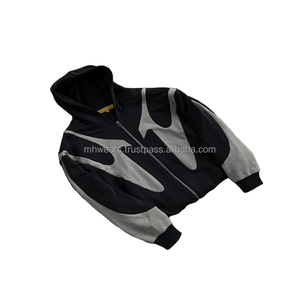 Sweat à capuche personnalisé en tissu pour hommes, coton décontracté, surdimensionné, fermeture éclair, logo en relief pour unisexe, personnalisé, 500 g/m², 400 g/m², 350 g/m² - Product Image 4