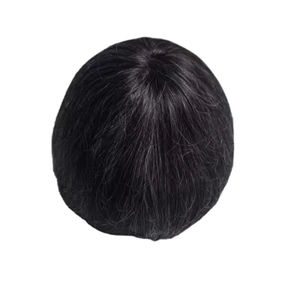 Perruque en cheveux humains à dentelle frontale mono, cheveux chinois vierges Remy, patchs de cheveux, lisses crépus, vague profonde, 1b+gris - Product Image 4