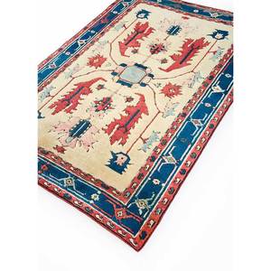 Tapis en laine noués à la main Nuray pour la maison - Motif médaillon élégant, rectangulaire, à rayures puzzle pour salon et couloir - Product Image 2