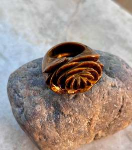 Natural <b>Tiger</b> <b>Eye</b> Gemstone <b>Ring</b> Of Flower Design Uniquely Designed Statement <b>Ring</b> Special Gift For Her Or Him - Product Image 6