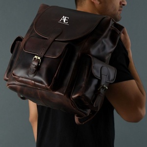 มาใหม่ล่าสุดจริงวินเทจสีน้ําตาลCrunchหนังOversizeกระเป๋าเป้สะพายหลังUnisex Hipsterแล็ปท็อปสบายๆกระเป๋าเดินทาง - Product Image 1