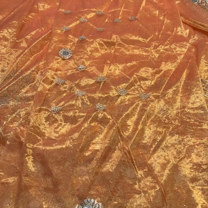 Full Jaal <strong>Saree</strong> in Georgette with Rose Gold Cutwork Zari, Silver Crystal Stones &amp; Designer <strong>Blouse</strong> Perfect for Festive Season - Product Image 1