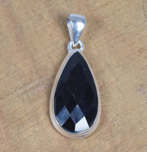 Pendentif en onyx noir, forme poire, argent sterling, bijoux en pierres précieuses faits à la main, cadeau élégant pour femmes - Product Image 5