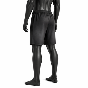 Pantalones Cortos Deportivos Negros Personalizados para Hombre, OEM ODM, Poliéster, Cintura Elástica con Cordón, Logotipo Minimalista, Estilo Atlético Informal - Product Image 5