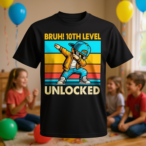 playful <b>birthday</b> celebration t shirt kids short sleeve crew neck fun party graphic <b>top</b> - Product Image 3