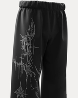 Pantalon de jogging évasé mi-long personnalisé pour femme, grande taille, en molleton uni décontracté, avec cordon de serrage, élastique, coupe ample, imprimé plumes