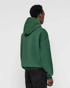 Sudadera con Capucha Verde para Hombre, Cierre de Cremallera, Corte Holgado, Color Sólido, Informal, con Bolsillo Delantero, para Otoño 2027 - Product Image 4