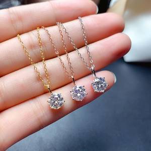 Pendentif Moissanite incolore, pendentif chaîne en argent sterling, collier simple, bijoux de mariage de fiançailles, cadeau d'anniversaire pour elle - Product Image 5