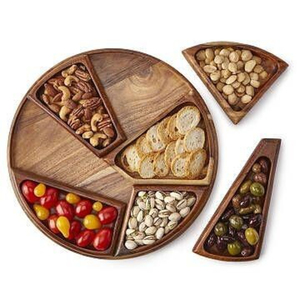 Plateaux en bois de service de nourriture faits à la main Vaisselle de forme incurvée Décoration de mariage Anniversaire et autres plateaux en bois - Product Image 6