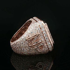 Luxury 10KT Pink Gold <b>Initial</b> <b>Ring</b> Iced Out Hip Hop Jewellery Natural Diamond Customisable for Parties Gifts-Sheetal Diamonds - Product Image 5