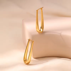 PLDYJ003-DA Pendientes de Aro Simples en Forma de <span class=keywords><strong>U</strong></span>, Regalos para Bodas y Fiestas, Joyería Lisa de Moda con Personalidad para Mujer - Product Image 2
