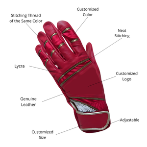 Guantes Deportivos Personalizados con Logotipo, Guantes de Bateo de Cuero Genuino, Diseño Cerrado, Fabricante Directo para Exteriores - Product Image 2