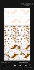 Carreaux muraux numériques jaunes sans fin 300x450mm, motif marbre doré brillant, en porcelaine, pour salle de bain, intérieur, extérieur, école - Product Image 3