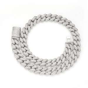 Cadena de eslabones cubanos para hombre de Plata de Ley 925, corte redondo y Baguette de 14mm, moissanita VVS, chapado en oro blanco, ocasión de boda - Product Image 5