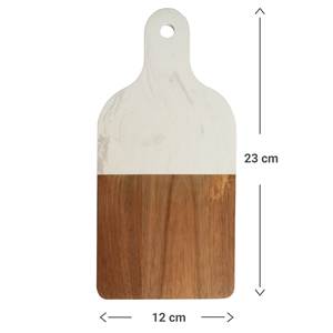 Planche à découper en bois d'acacia et marbre blanc avec poignée métallique, lavable au lave-vaisselle, écologique, personnalisable, haute qualité - Product Image 6