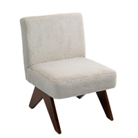 Fauteuil d'appoint sans accoudoirs en tissu avec pieds en bois d'hévéa pour salon - Vente en gros