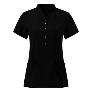 Gommage médical à manches courtes hauts de gommage personnalisés disponibles en prix de gros femmes gommage médical hauts OEM col en V uniforme d'infirmière - Product Image 4