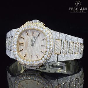 PJ Custom Made Entièrement Glacé Automatique Moissanite Montre Hommes Hip Hop Big Face De Luxe Buste Vers Le Bas En Acier Inoxydable Diamant Bijoux - Product Image 4