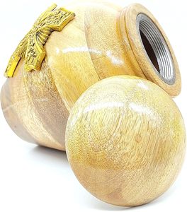 Urna de Cruz Celta de madera hecha a mano para cenizas humanas adultas con bolsa de terciopelo Urnas de cremación para cenizas Urnas decorativas-(Cruz dorada) - Product Image 2