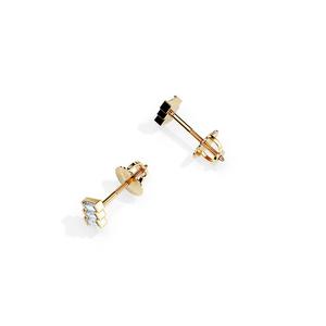 เครื่องประดับผู้หญิงโบราณต่างหูเพชรโมอิสสีขาวขนาด6มม. สีขาวตัดมรกตต่างหูเม็ดกลม925 cvd/hpht - Product Image 3