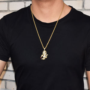 เครื่องประดับฮิปฮอป10kt จี้สร้อยคอสีทองล้วนจี้การ์ตูนหรูหราแบบกำหนดเองจี้เงิน VVS จี้ที่ปลูกในห้องปฏิบัติการ - Product Image 5