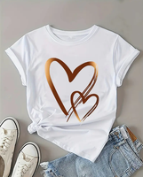 Vente chaude vêtements pour femmes feuille imprimé col rond T-Shirt décontracté à manches courtes T-Shirt pour femmes